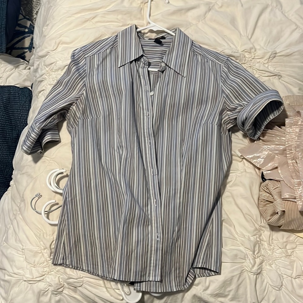 express stretch button down 3/4 sleeve